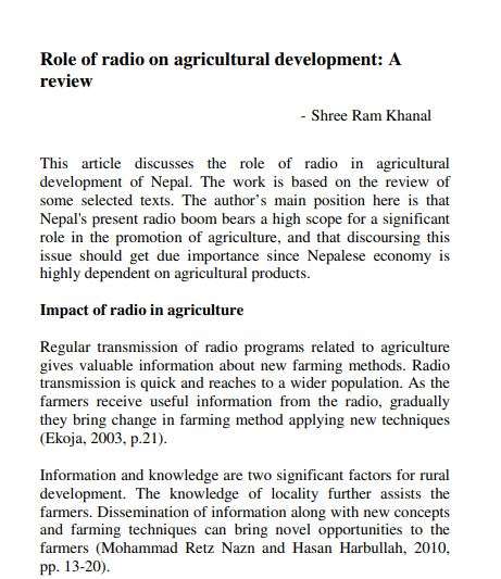 role of agriculture in development