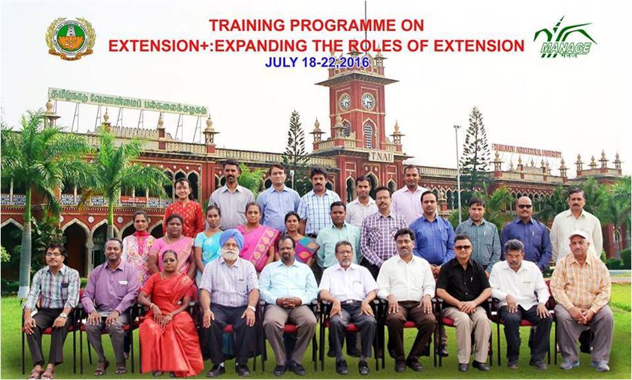 MANAGE-TNAU Collaborative Training Programme on Extension Plus: Expanding  the roles of Extension, 18-22 July 2016, Tamil Nadu Agricultural University  (TNAU), Coimbatore | | Welcome to AESA